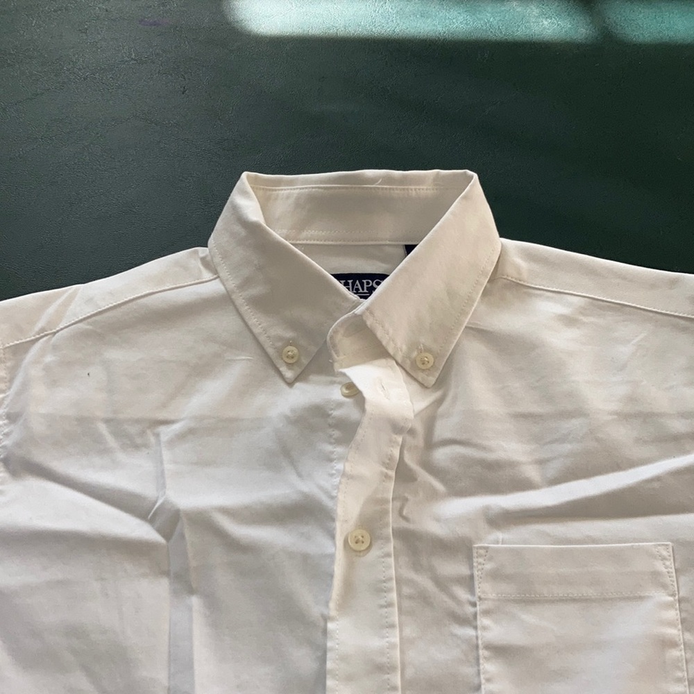 Chaps boys white button down. New goes great with jacket and pants.